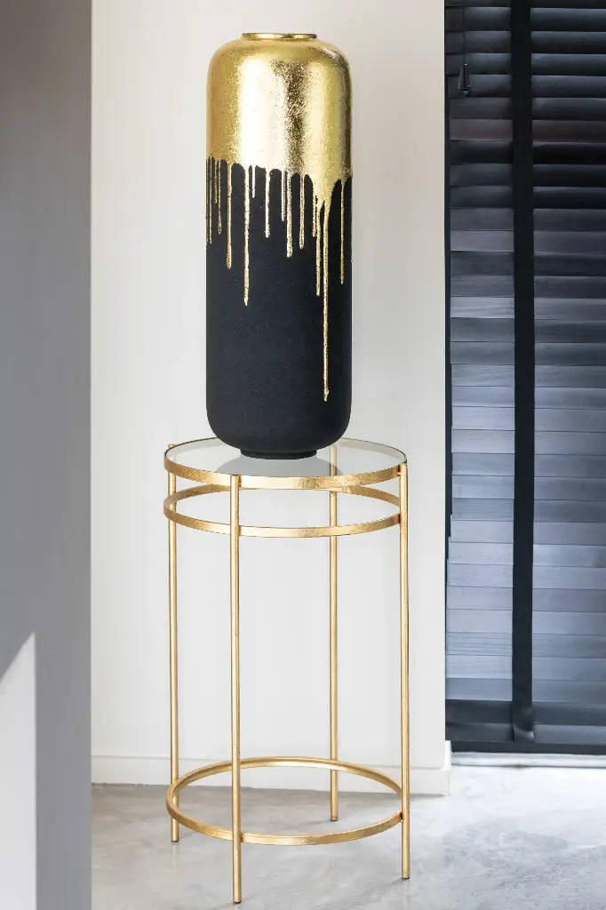 Vase metal noir et or