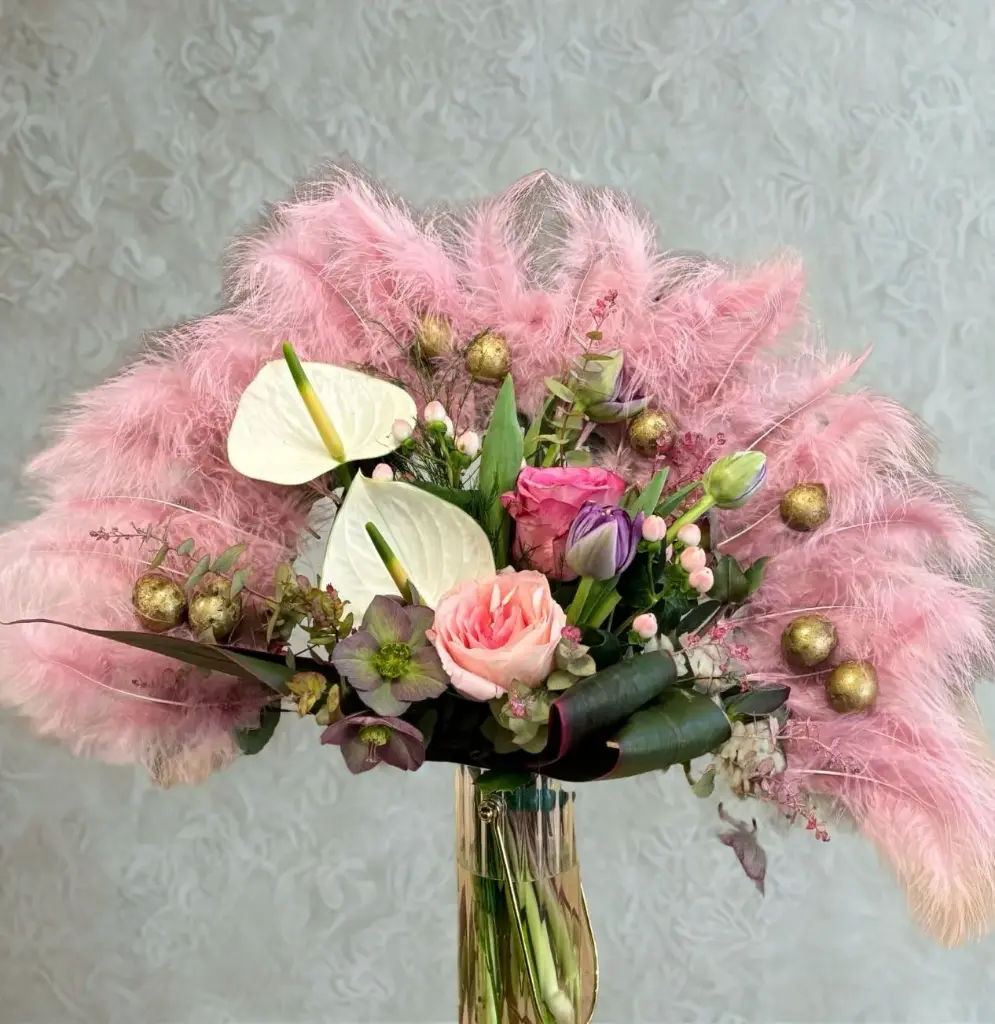 Bouquet Hauteur Plumes (Rouge)