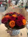 Bouquet de Roses Rouges & Oranges
